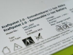 Li-ion battery spec sticker