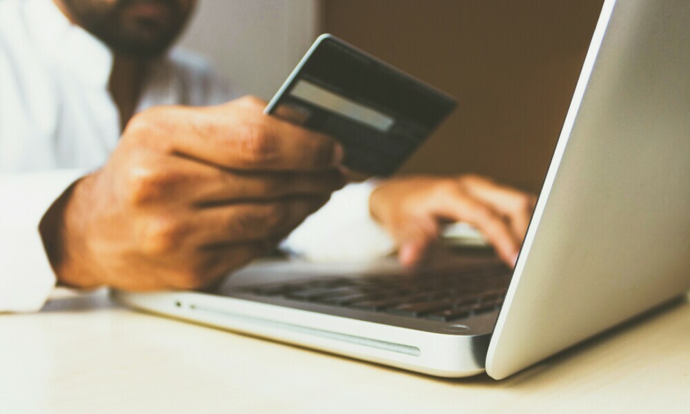Credit card and laptop